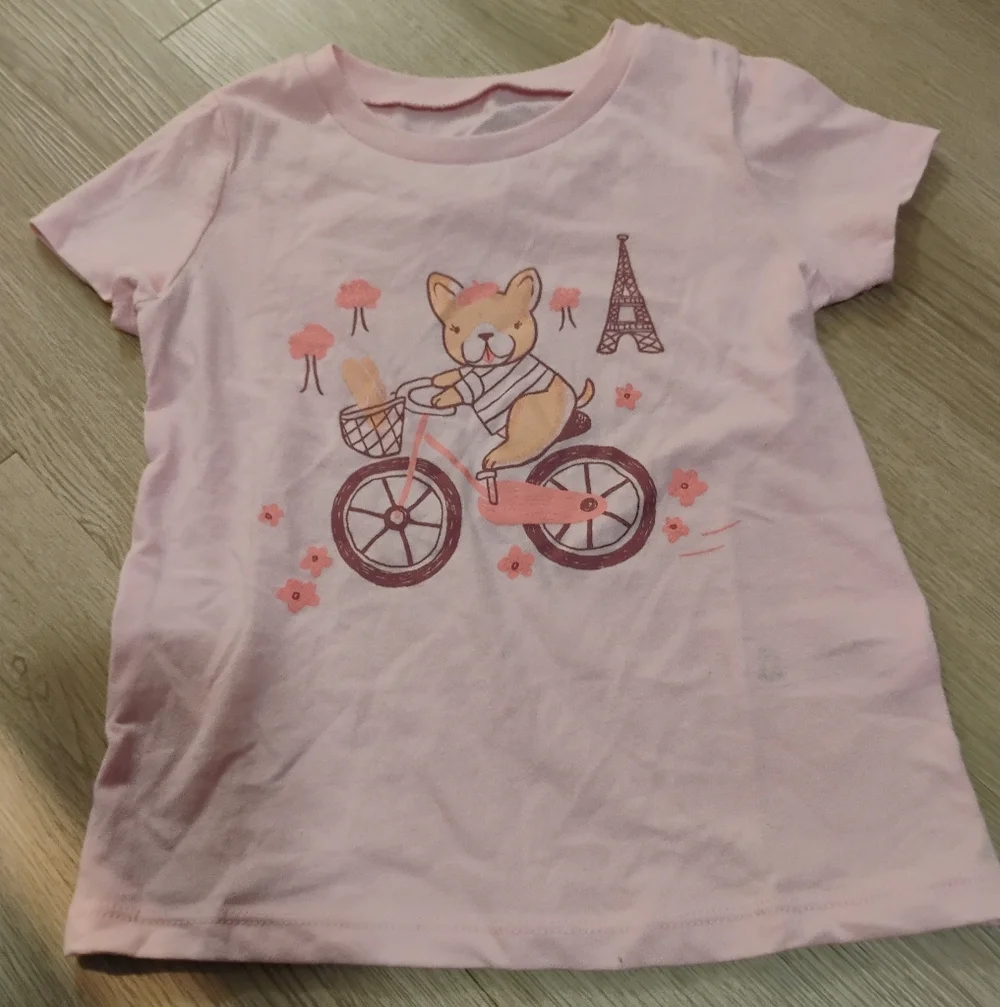 OshKosh B'gosh Pink Tee with Bicycle Animal Print